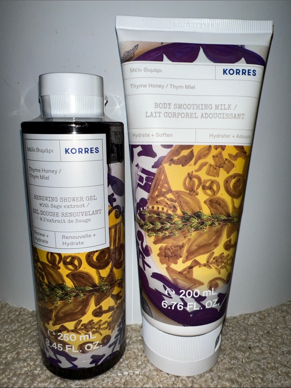 Korres Thyme Honey Bath & Body Set - Yellow & Purple